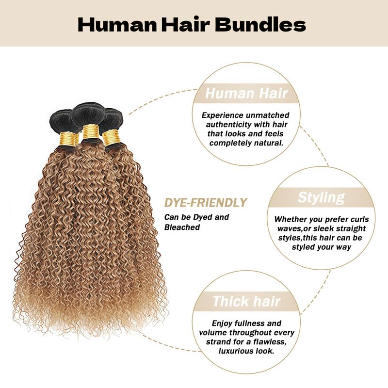 KODRHAR 8-12 Inch Ombre Brown Straight Human Hair Bundles - Natural Brazilian Hair