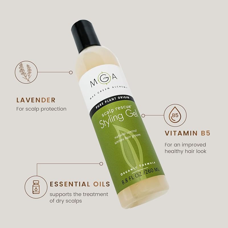 Scalp Rescue Styling Gel 8.8 Fl Oz - Organic, Alcohol-Free, Humidity Resistant