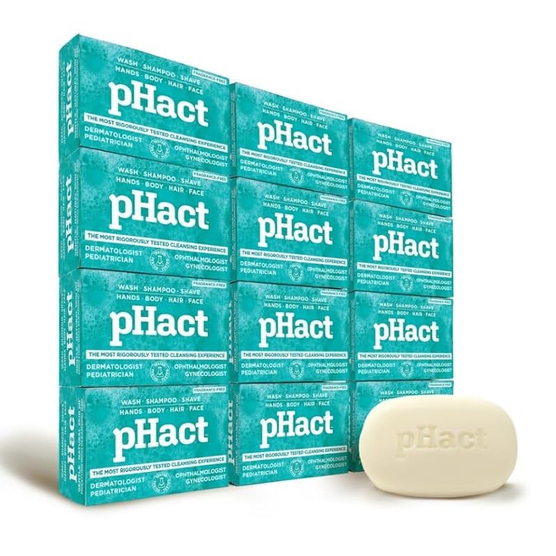 Andrew Lessman pHact Unscented Cleansing Bar 4.25 oz Pack of 12 – Gentle, pH-Breserving Skin Barrier