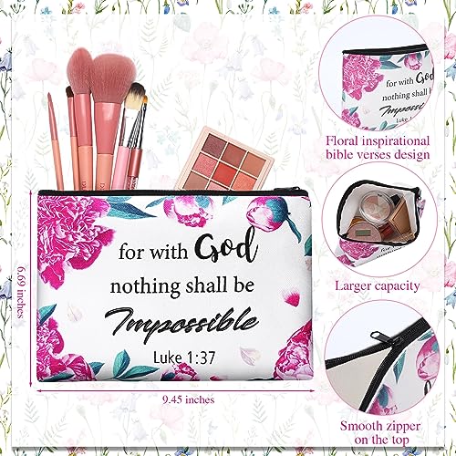 Qeeenar Floral Christian Makeup Bag Religious Bible Gift for Women