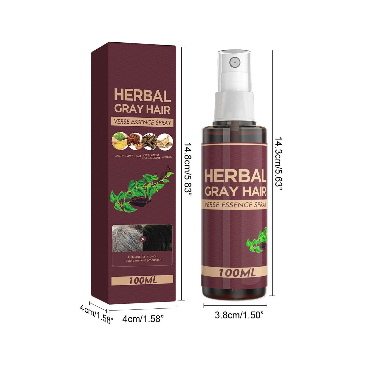 Herbal Essence Hair Spray, Hair Darkening Conditioner Spray, Herbal Hair Coloring Spray, Gray Hair Reverse Herbal Essence Spray, Reverse Grey Hair,100ml (1)