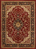 Red Floral Medallion Area Rug 5x7 - Stain & Fade Resistant Living Room Carpet
