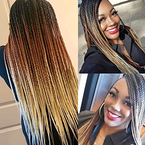 Pre Loop Goddess Box Braids Crochet Hair - Ombre Golden Blonde 24 Inch - T1B/27/613# - 6 Packs