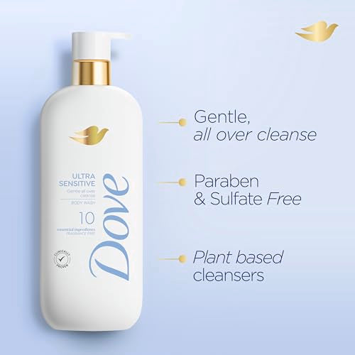 Dove Body Wash Bundle with Deep Moisture 30.6oz and Fragrance Free Ultra Sensitive 18.5oz