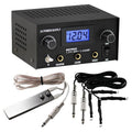 Dual Digital Tattoo Power Supply with Foot Pedal & 2 Clip Cords — Black