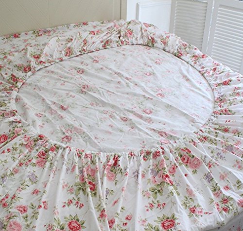 FADFAY Cotton Queen Bed Sheets Set with Rose Floral Print, 4-Piece, Bulgaria Rose Variation