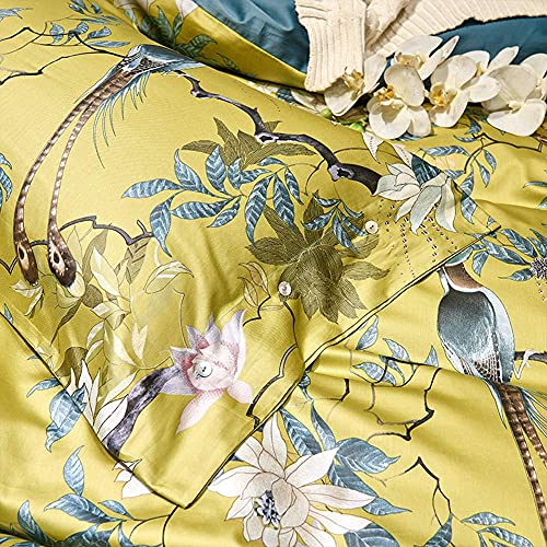 King Size Floral Bird Duvet Cover Set - Ultra Soft Cotton Bedding with Zipper & Ties - Variation: King / 00 - Floral & Bird