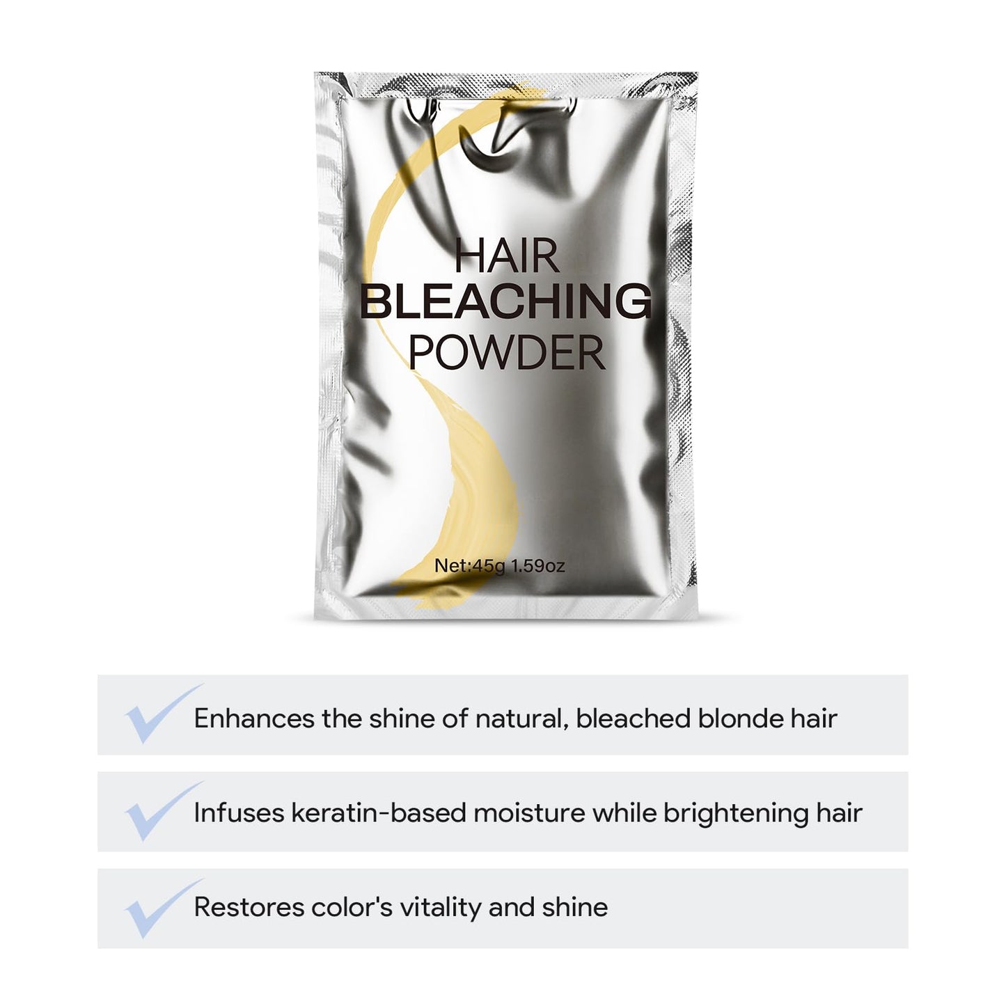 Hair Bleach for Women and Men, Bleach for Hair Lightening,Professional Hair Bleaching Powder,Lifts Up to 8 Levels,Rich in glycerin, normal hair Protects and Repairs During Lightening (45g)