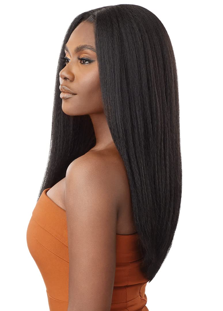 Outre 5x5 Lace Closure Wig - Human Hair Blend Kinky Straight 24" Dark Brown 2