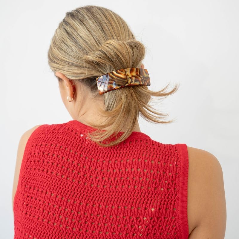 Large Brown French Hair Barrette for Thick Hair - Elegant French Craftsmanship