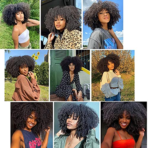 Afro Kinky Curly Human Hair Bundles - Mongolian Natural Color 12 Inch - Variation of Afro Curly Black Color