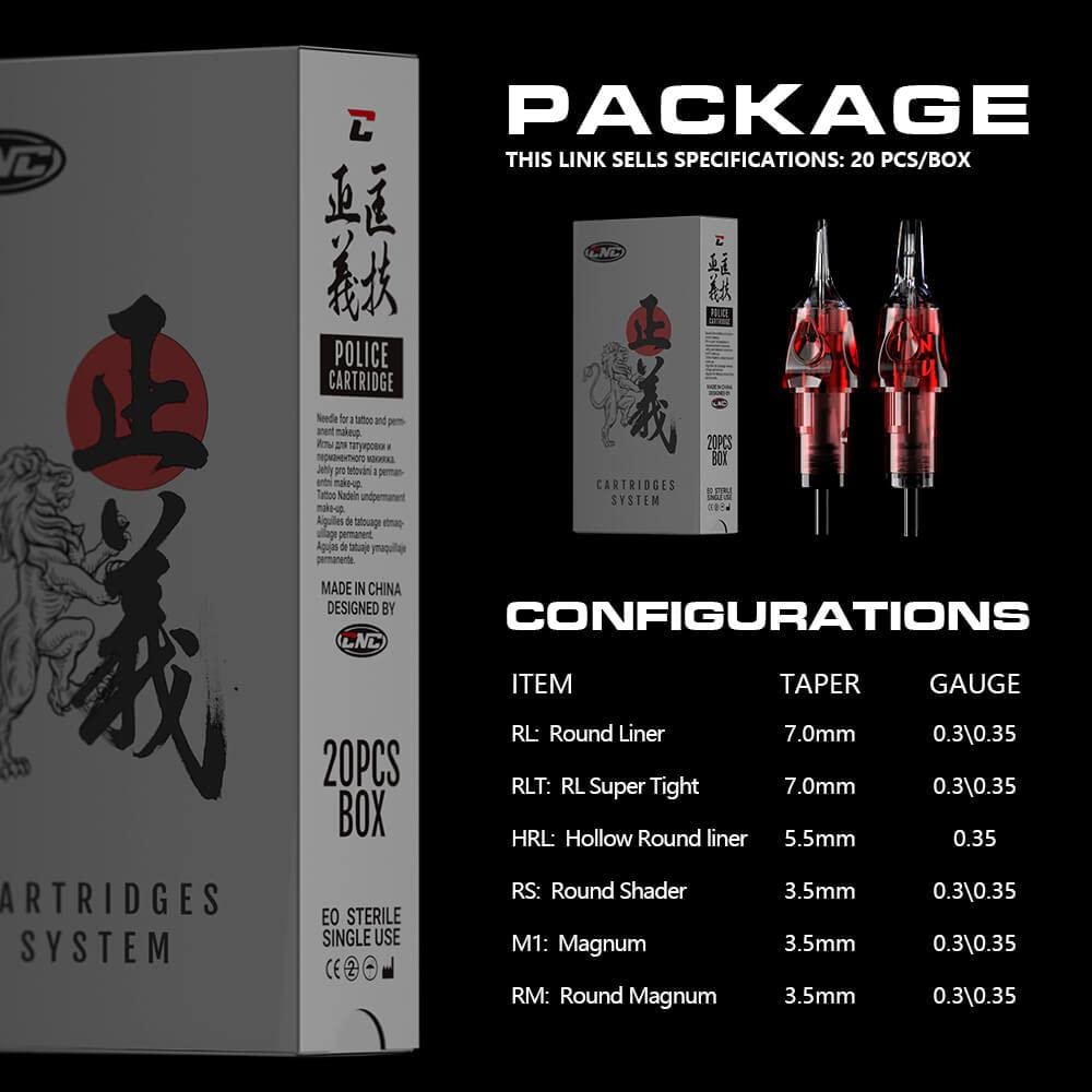 CNC 3RL Tattoo Needles Cartridge 20Pcs #10 Bugpin Disposable Needles Round Liner with Membrane EN04-20-1003RL