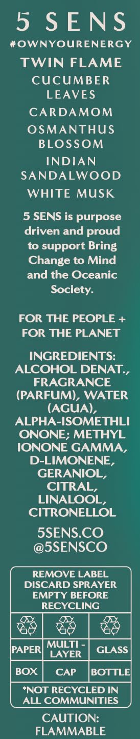 Twin Flame Eau de Parfum Travel Spray 10 mL - Clean, Woody Cucumber Cardamom