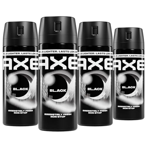 AXE Black Body Spray 4 Pack, 2.9 oz Each - 48 Hour Fresh Scent, Targeted Spray Technology