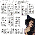 Halloween Face Tattoos Temporary, Realistic Horror Decal Spider Web and Net, Costume Apparel Cosplay Accessories Party Favor Supplies