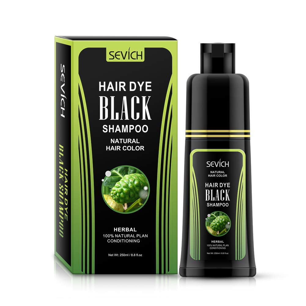 Black Hair Shampoo - SEVICH Instantly Black Hair Dye, Noni Essence Hair Shampoo, Hair Strength Repair Conditioner, Grey Cover, 250ml