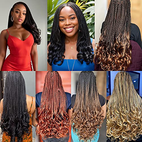 French Curl Crochet Braids for Black Women 18 Inch 7 Packs - Pre Looped Curly Hair with Ends, Variation #1B