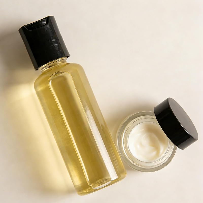 80 Pack 1oz Clear PET Travel Bottles with Black Disc Caps – Refillable 30ml Squeeze Containers