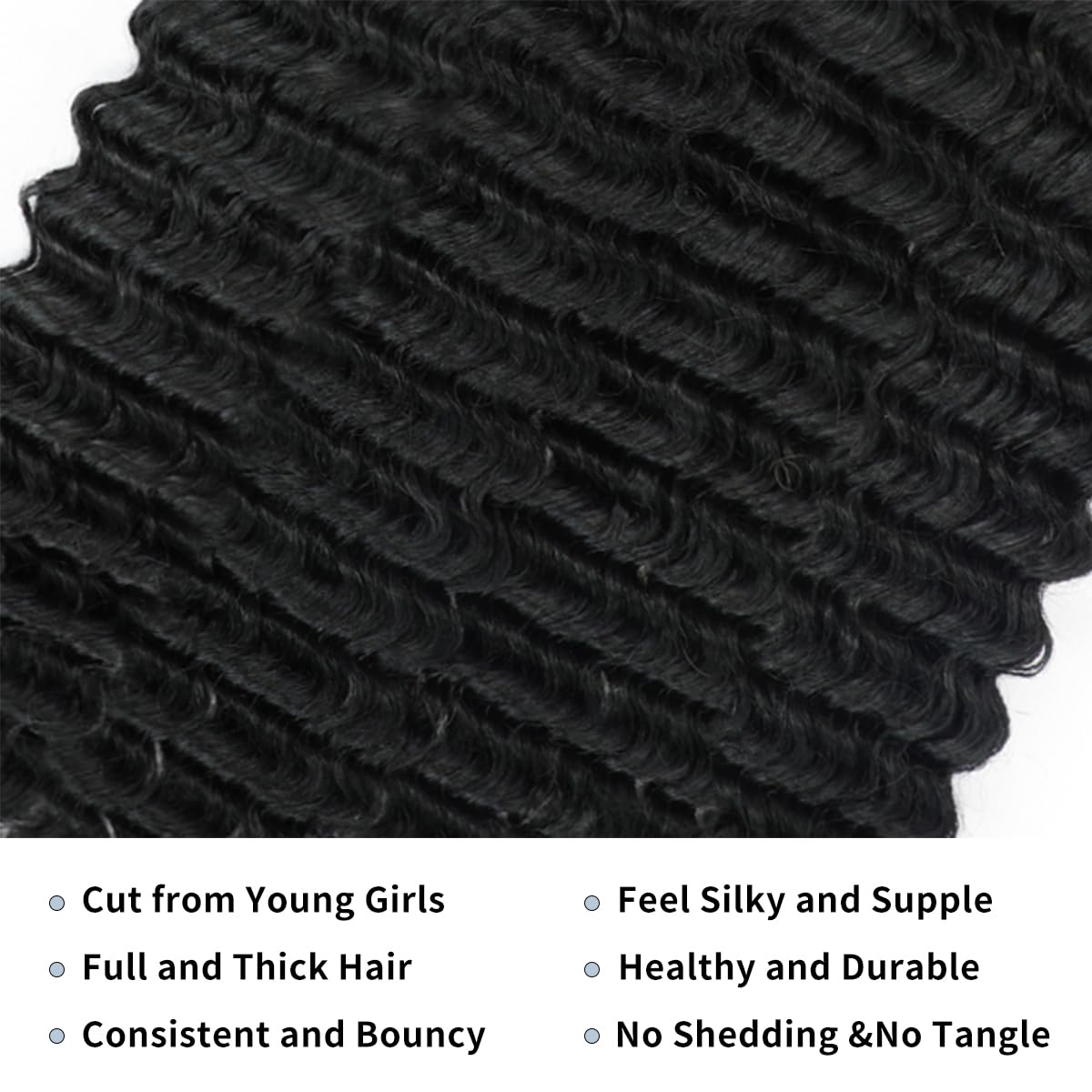 LICHANG 1 Bundle Human Hair 24 Inch 12A Deep Wave Bundles Human Hair 100% Unprocessed Brazilian Virgin Hair Quick Weave Bundle Real Hair For Women Natural Black