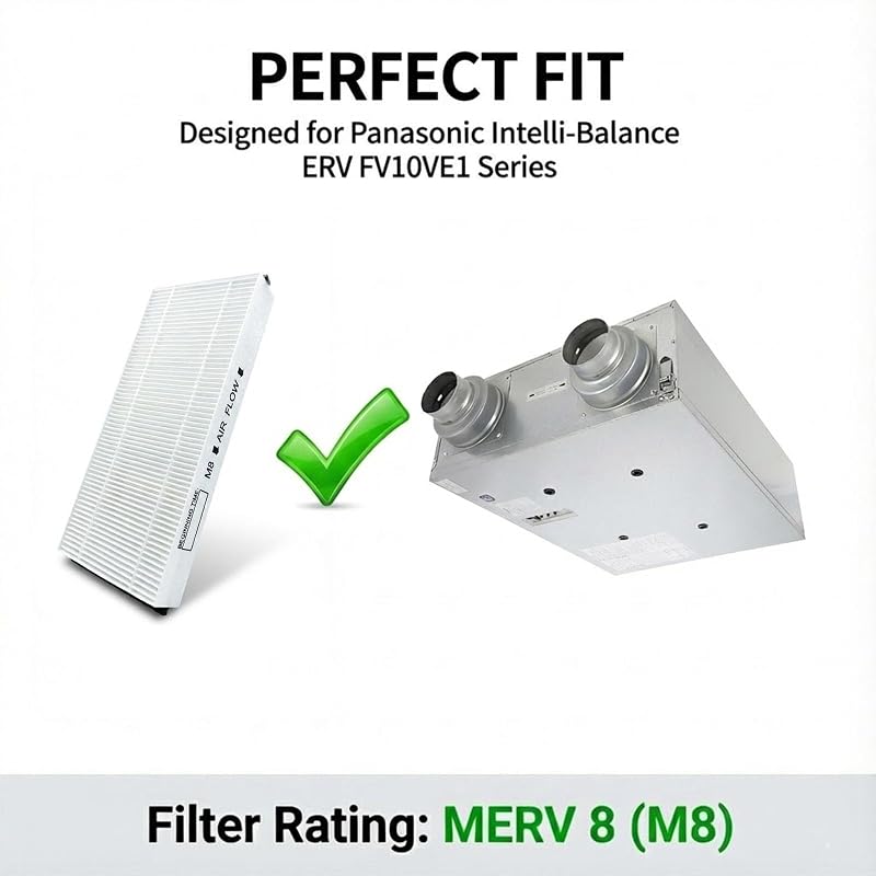 Replacement MERV 8 Air Filter for Panasonic Intelli-Balance ERV FV-10VE1 / FV- FL0810VE1