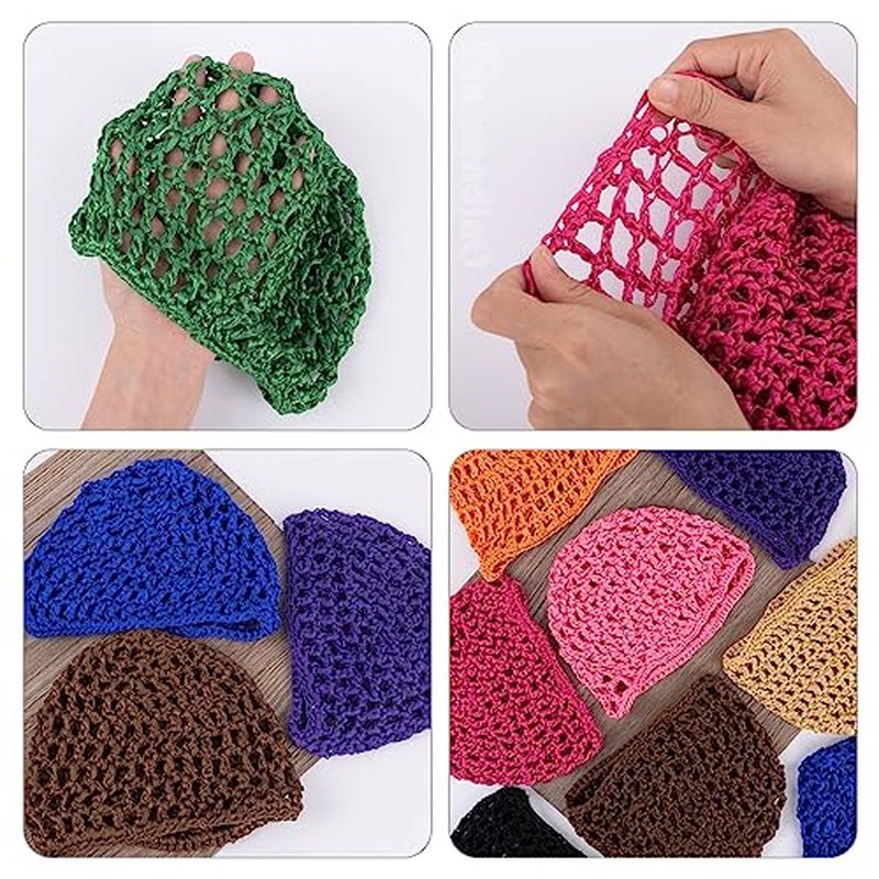 Framendino, Mesh Crochet Hair Net Rayon Knit Snoods Hat Hairnet Snood Cover Ornament for Night Sleeping Hair Accessories