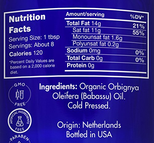 Organic Babassu Oil - Cold Pressed 4 oz USDA Certified Natural Skin & Hair Oil