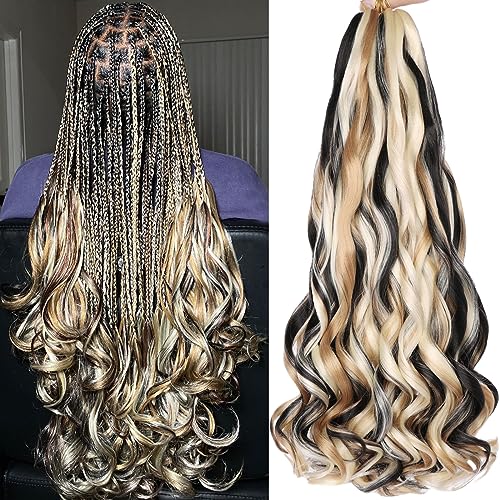 Pre Stretched French Curly Braiding Hair 22 Inch - P1B/27/613, 9 Packs