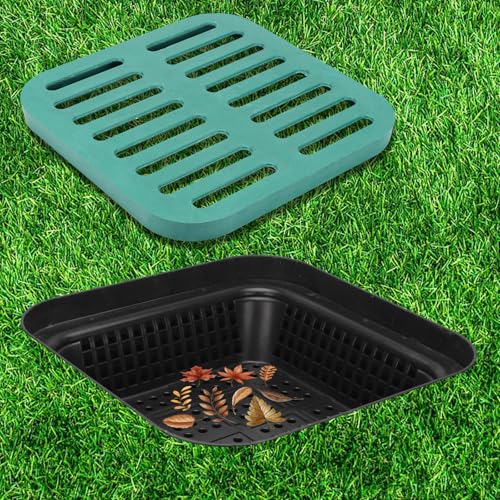 Large 15x15x15 Inch Drain Catch Basin with Fiberglass Grate for Yard Drainage