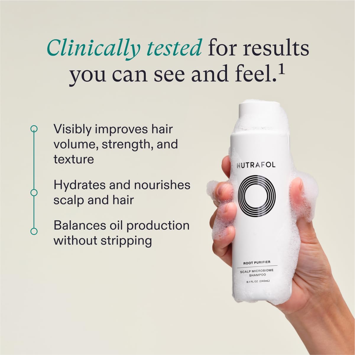 Nutrafol Shampoo, Cleanse and Hydrate Hair and Scalp, Improves Hair Volume, Strength and Texture, Physician-formulated for Thinning Hair, Color Safe, Sulfate Free - 8.1 Fl Oz Bottle