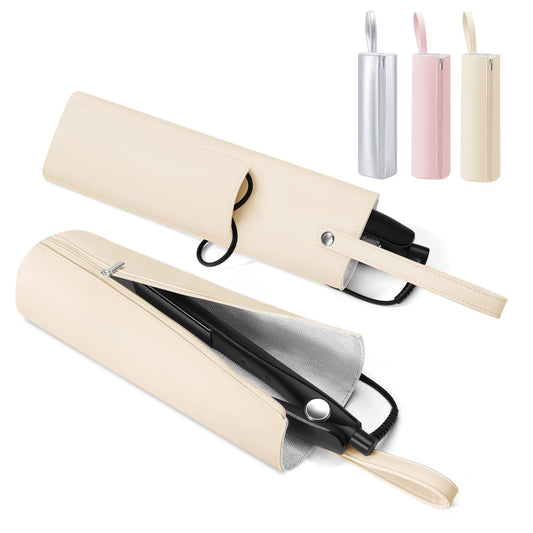 Aenfaiy 2-in-1 Heat Resistant Mat & Bag for Hair Styling Tools, Hanging Curling Iron Holder Flat Iron Holder with Zip, Portable Hot Hair Tools Travel Bag, Hair Straightener Mat Pouch for Countertop