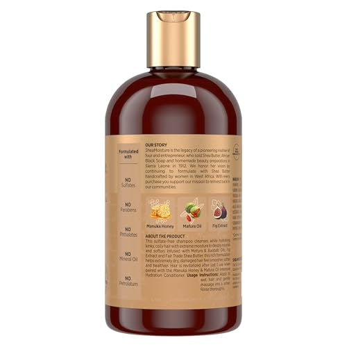 Shea Moisture Intensive Hydration Shampoo with Manuka Honey & Mafura Oil - 13 oz Pack of 4 - For Dry Damaged Hair