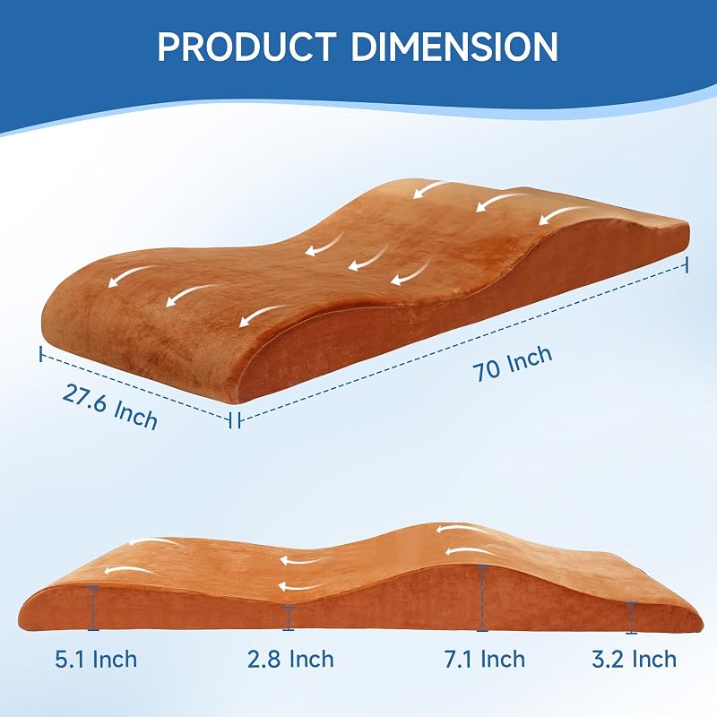 Curved Lash Bed Topper 70in x 27.6in - High-Density Foam, Non-Slip Velvet Mattress Pad (Variation: Coffee)