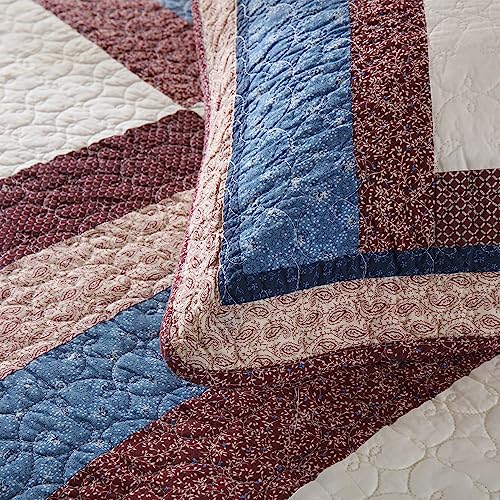 VISIMISI Reversible Cotton Bedspread Quilt Set Star Pattern Queen Size - All Season Kids Bedding