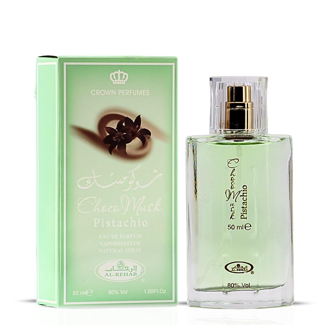 Al-Rehab Choco Musk Pistachio Eau de Parfum for Women & Men - 50ml (1.65 oz) | Nutty Gourmand Perfume with Pistachio, Chocolate & Vanilla | Sweet, Creamy & Addictive | Long-Lasting Arabian Fragrance