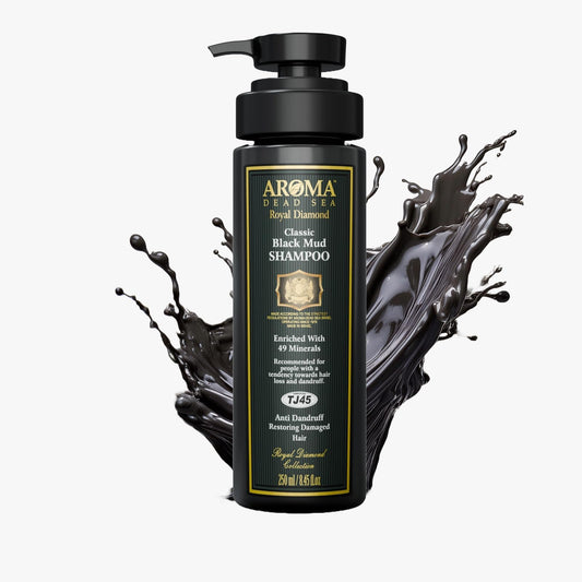 AROMA DEAD SEA Black Mud Shampoo - Fights Dandruff, Thinning Hair, Weak Roots & Itchy Scalp. Prevents Hair Loss & Encourages Growth. Ideal for Damaged Hair (8.45 fl.oz)