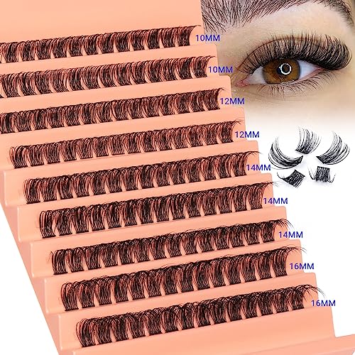 Lash Clusters DD Curly Lash Extension Wispy Eyelash Clusters Natural Individual Lashes with Thin Band Light Fluff DIY Cluster Eyelash Extension 10-16mm Fake Eyelashes by TOOCHUNAG