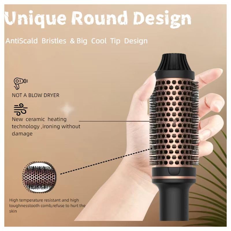 IUI Beauty Thermal Brush, IUI Beauty 3-in-1 Negative Ion Thermal Brush, Perfect Style in 30 Seconds, Snag-Free bristles for a Smooth, Seamless Glide, Up to 410°F Leafverve((Black)