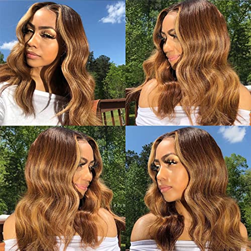 Pre Plucked Lace Closure 18 Inch Brazilian Virgin Human Hair with Baby Hair - Ombre 4/27 Swiss Lace Grade 9A