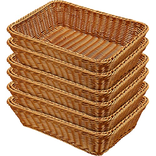 Eccliy 6 Pack Wicker Bread Baskets - 15.8 Inch Woven Serving Baskets