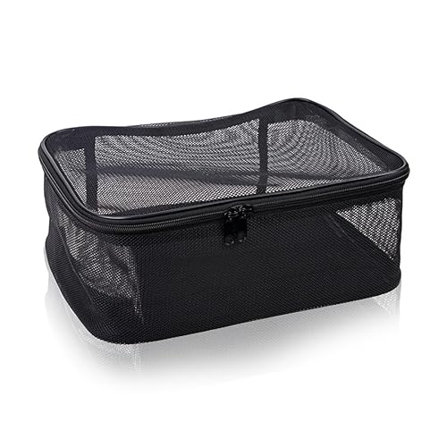 SHANY Large Assorted Sizes Cosmetics Makeup Travel Bag - Black Mesh Bag Make Up Bag Organizer Tools Storage Carry On - 3PC set