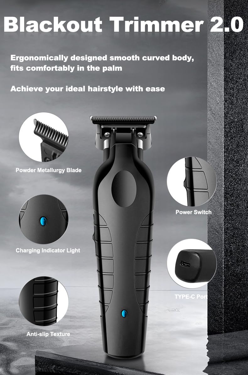 EWAIDI Blackout Trimmer Plus Zero Gap, Blackout Trimmer 2.0, Barbers Tonic Black Out Trimmers Zero Gap, Cordless Rechargeable Zeroo-Gapped Safety Razor Hair Clipper for Men (1 Sets)