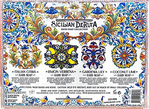 Sicilian Deruta Hand Soap Collection - 4 Bottles, Italian Citrus & Floral Scents