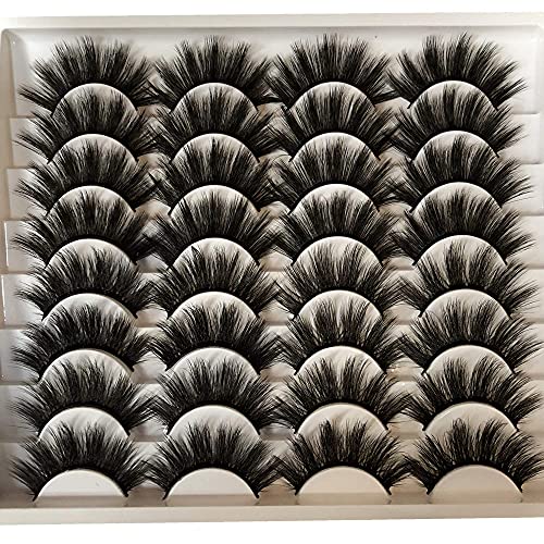 GMAGICTOBO False Eyelashes 20MM Thick Mink Lashes Pack 16 Pairs Dramatic Fake Eyelashes 2 Styles 5D Long Soft Handmade Eye Lashes Multipack