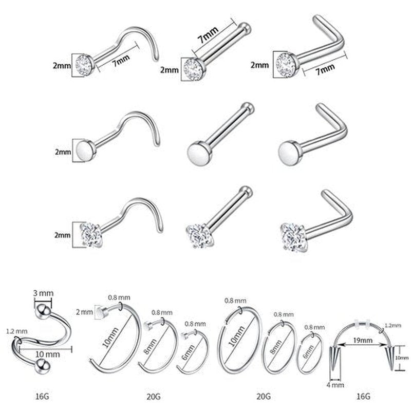 84PCS Body Septum Piercing Kit 14G 16G Tools for Nose Tongue Lip Ear Eyebrow Belly Button Cartilage Tragus Industrial Barbell Helix Daith Piercing Jewelry Clamps