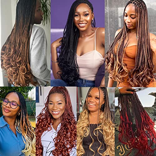 French Curl Crochet Braids 22 Inch 6 Packs - Gray Goddess Box Braids with Curly Ends