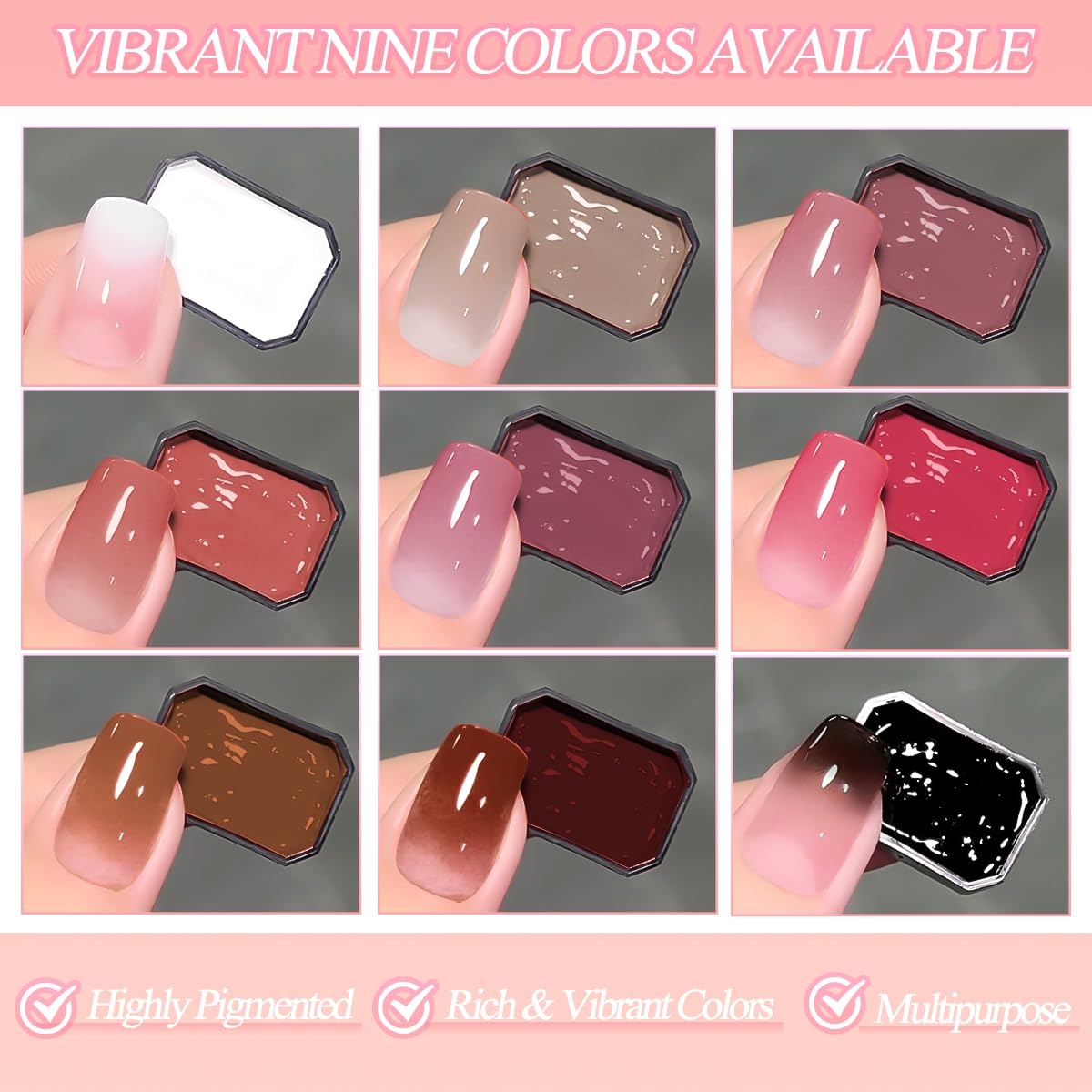 SUTOZMIWE Ombre Gel Nail Polish Kit, 9 Colors Gradient Painting Gel Polish with 8Pcs Nail Sponges for Ombre Nails Aura Nails French Manicure Soak Off UV Pastel Nail Art Varnishes Set DIY Nail Design