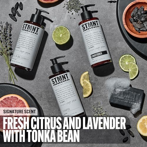 STMNT All-In-One Daily Cleanser 10.1 oz - Sulfate-Free Grooming for Hair, Face & Body with Charcoal & Menthol