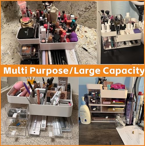 Cq Acrylic Pink Large 6-Drawer Makeup Organizer for Vanity & Bathroom