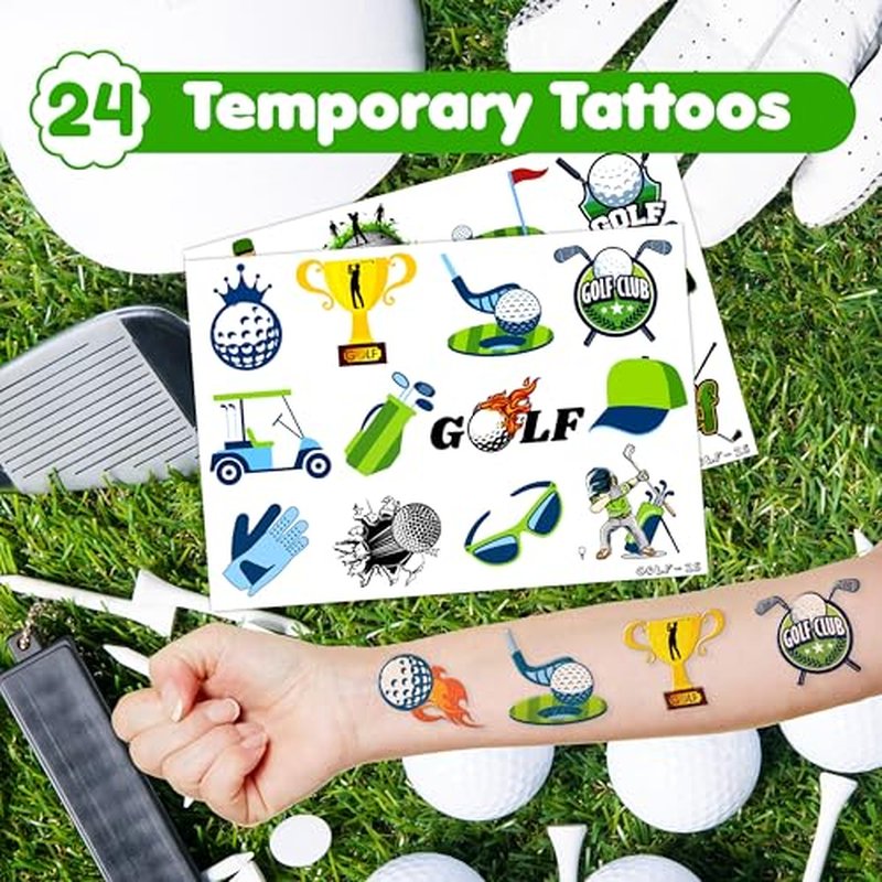 48PCS Golf Party Set 24PCS Temporary Tattoos & 24PCS Slap Bracelets Fun Golf-Themed Birthday Supplies, Baby Shower Gifts, Classroom Rewards & Party Decorations for Kids (Boys & Girls)