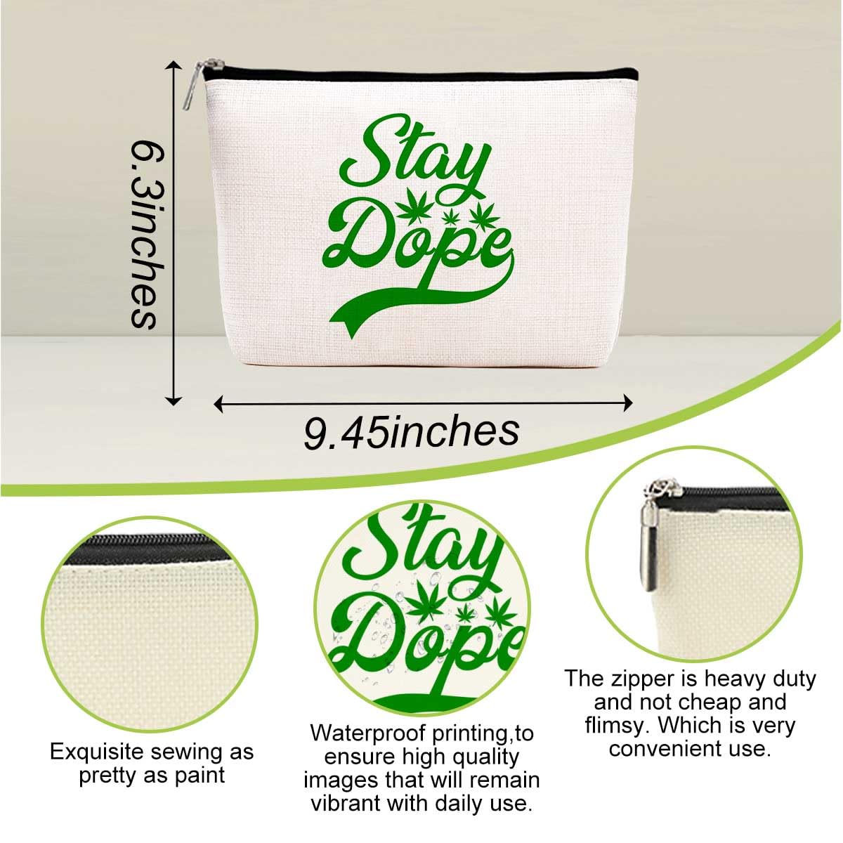 Novelty Weed Gift Green Leaf Makeup Bag Humor Weed Accessories Cosmetic Bags for Women Daughter Friendship Gifts Zipper Pouch Weed Stuff Appreciate Gifts Travel Toiletry Bag for Birthday Christmas